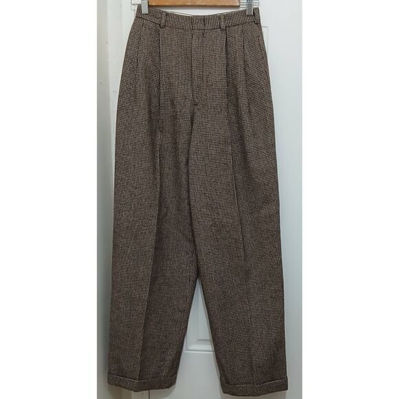 Ralph Lauren Purple Label Pants - Vintage ralp lauren PURPLE LABEL women size 6 wool pants brown 24 waist gingham